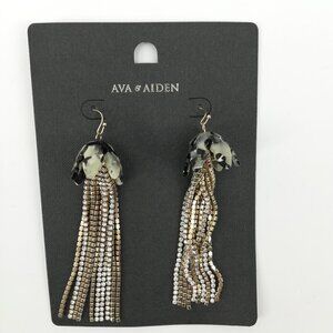 Ava & Aiden Dangly Metallic Rhinestone Earrings